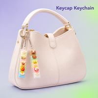 Porte-clés mécanique LED avec capuchon de touche, jouet anti-stress et décompression, macaron, couleurs variées