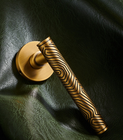 Ensemble de poignées de porte de luxe OEM en laiton massif, finition laiton brossé satiné, pour portes intérieures de chambre et de salle de bain
