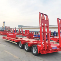 Semi-remorque surbaissée en acier Juyuan robuste à 3/4 essieux, 60-80 tonnes, avec suspension pneumatique
