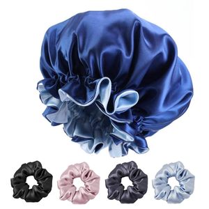Gorro de Satén de Doble Capa Ajustable con Logotipo Personalizado, Gorro de Dormir para Mujer, para Peinar el Cabello Durante el Sueño, Cuidado del Cabello Natural - Product Image 4
