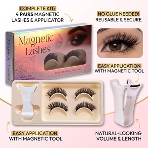 Kit de cils magnétiques doubles sans colle ni eye-liner, boîte holographique, pince à cils <span class=keywords><strong>magnétique</strong></span> quantique, cils artificiels naturels réutilisables et légers - Product Image 6