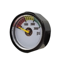 1 pouce 19mm 21mm Boîtier noir Mini pistolet à air haute pression pour paintball Régulateur de plongée 1/8NPT Filetage 2000psi Jauge de pression d'air et de gaz
