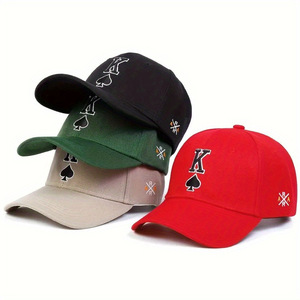 Gorra de Béisbol Bordada con Letra K y Símbolos de Póker para Hombre, Estilo Hip Hop, Ajustable con Cierre a Presión, para Deportes al Aire Libre, Golf, Gorra de <span class=keywords><strong>Papá</strong></span> - Product Image 1