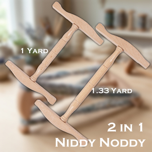 Enrouleur de fil en bois réglable 2-en-1, outil d'enroulement de pelotes en bois de hêtre de 1/1,3 yard pour le filage à la main - Product Image 1