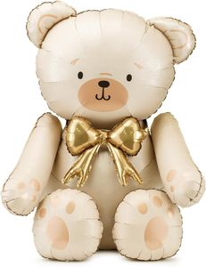 <span class=keywords><strong>Palloncini</strong></span> in Foil a Forma di Orsacchiotto con Fiocco Beige Opaco Retrò per Decorazione Festa di Compleanno, Mix di Colori Cartoon per la Cameretta dei Bambini - Product Image 2