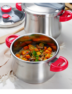 Ustensiles de cuisine en vente en gros cuisson double oreille 6L gaz et induction acier inoxydable manche rose SS autocuiseur Marmite - Product Image 4