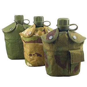 High Quality HDPE <b>Water</b> Bottle for Hiking with Camo <b>Pouch</b> and Cup - Product Image 1