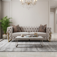 Zeitgenössisches Getuftetes Graues Sofa Relaxsessel Gepolsterter Sessel Europäische Möbelkollektion