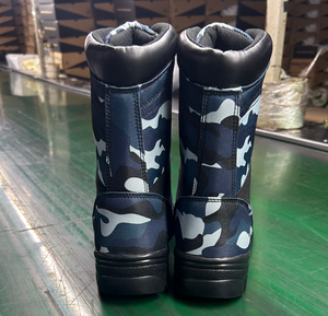 Bottes en cuir PU camouflage bleu jungle DF24 0624, imperméables, pour toutes les saisons, chaussures tactiques pour hommes, personnalisables. - Product Image 3