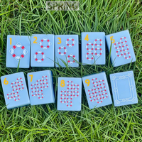 Tuiles de Mahjong Américaines Premium avec des bateaux à voile et des homards en bleu clair pour la décoration de maison de plage