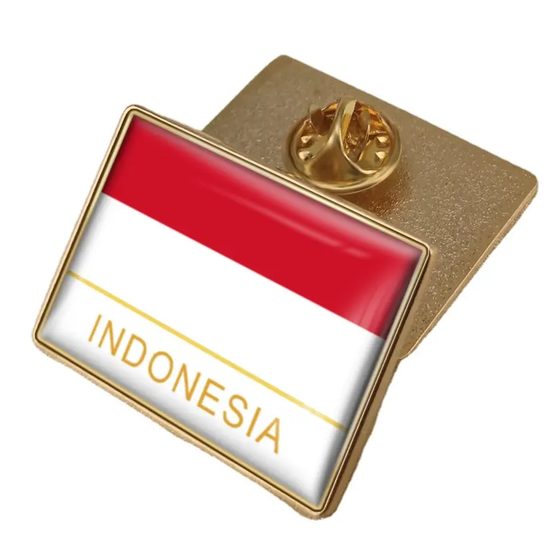 Bendera Indonesia lencana bendera negara Pin kerah bendera dunia topi Pin Logo kustom Pin Enamel manufaktur