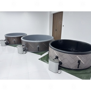 Bain à remous gonflable écoénergétique avec finition imitation bois, <span class=keywords><strong>jacuzzi</strong></span> à bulles massantes pour une utilisation extérieure toute l'année - Product Image 2