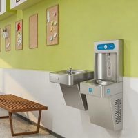 Fontaine à eau publique commerciale carrée en acier inoxydable avec bulleur intégré