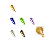Poudre à ongles scintillante effet miroir métallique chromé argenté, doré, rouge, bleu, vert avec effet aurore pour nail art