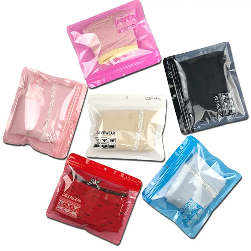 Sacchetto di plastica personalizzato con cerniera per imballaggio con Logo personalizzato per imballaggio di calzini/imballaggio di stoffa/imballaggio di biancheria intima