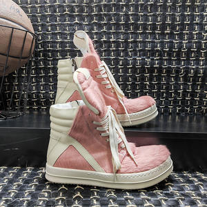 Bottes à lacets pour femmes, chaussures décontractées en fourrure <span class=keywords><strong>de</strong></span> cheval, baskets pour hommes, chaussures en cuir à tige haute, Geobasket rose rouge, plateforme à fermeture éclair, chaussures <span class=keywords><strong>de</strong></span> rue - Product Image 4