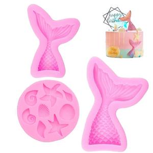 Moule en silicone pour chocolat en forme de coquillage, pour décorer les gâteaux, moule en forme de queue de sirène, moule en silicone OEM personnalisé, qualité alimentaire - Product Image 1