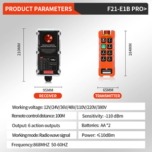 รีโมทคอนโทรลไร้สายอุตสาหกรรมรุ่น F21-E1B รุ่นอัปเกรดเรือธง ความเร็วเดียว ขายตรงจากโรงงาน ผลิตจากโลหะ สำหรับเครน รอก ฮอยส์ - Product Image 4