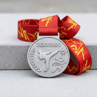 Sojagy Vente en gros Médaille de récompense de Taekwondo personnalisée en alliage de zinc avec relief 3D et transfert thermique pour les tournois d'arts martiaux