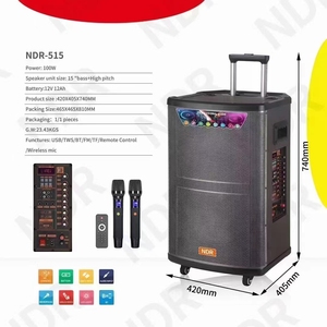 NDR-515 Chuyên Nghiệp Lớn Điện 15 Inch Bt Stereo Hifi Bằng Gỗ Không Dây Loa Karaoke Với Mic Đảng Sân Khấu Xe Đẩy Loa Bass - Product Image 2