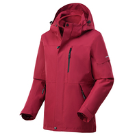 Veste de randonnée longue imperméable et coupe-vent 3-en-1 en polaire graphène avec capuche, plusieurs couleurs, boussole intégrée et fermeture éclair