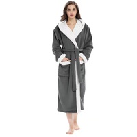 Peignoir Thermique à Capuche de Luxe pour Femme, Hiver Automne, en Polaire Épaisse, avec Logo Frontal, Vente en Gros