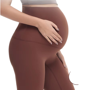 Leggings de maternité taille haute avec panneau de maintien ventral et confort sans couture pour la grossesse, le yoga, la détente et les activités quotidiennes - Product Image 1