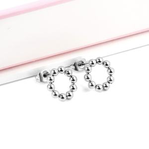 Wholesale Korean Style Stainless Steel Jewelry 18k PVD Gold Plated <b>Earrings</b> Women Hollow Circle Round Beads <b>Stud</b> <b>Earrings</b> - Product Image 6