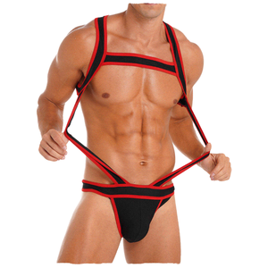 High-end Quality Men's Cotton Spandex Knitted Breathable Soft Striped Printing Sports <b>Jockstrap</b> Briefs Fitness Running Waist - Product Image 1