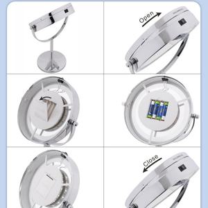 Espejo Cosmético LED de Doble Cara con Marco Metálico Redondo y Luz de Belleza para Maquillaje - Product Image 4