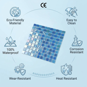 <span class=keywords><strong>Mosaico</strong></span> de Vidrio Cristal Iridiscente para Piscina en Verde Agua, Blanco y Azul a Precio de Mayoreo para Exteriores - Product Image 3