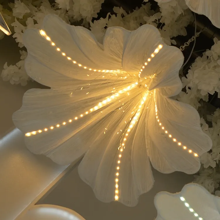 2024 Hanging Morning Glory Flower Lamp LED Party Light for Wedding Decoration Metal Decor with AC Power Supply for Events