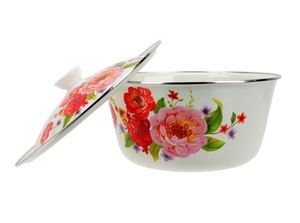 Conjunto de utensílios de mesa esmaltados para salada, tigela de esmalte para cozinha e utensílios de salada com tampa - Product Image 4