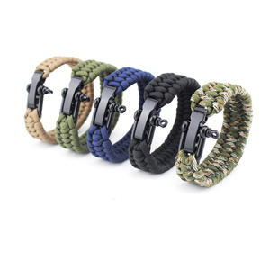 <span class=keywords><strong>Bracelet</strong></span> Paracord pour homme avec manille en D en acier inoxydable pour l'escalade et la <span class=keywords><strong>survie</strong></span> Accessoire pour activités <span class=keywords><strong>de</strong></span> plein air - Product Image 1