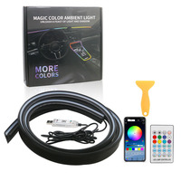 Lumière ambiante holographique en acrylique sans fil contrôlée par application, lampe décorative pour pare-brise de voiture, éclairage ambiant pour voiture