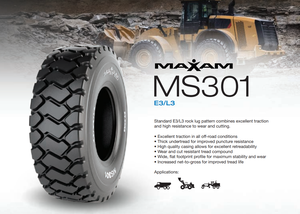 Neumáticos Maxam MS301 17.5R25 20.5R25 23.5R25 26.5R25 29.5R25 E3 para Maquinaria de Movimiento de Tierras, Camiones Mineros y Volquetes OTR - Product Image 4