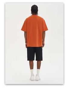 Nouveau T-shirt en coton épais 280 GSM orange pour homme, coupe ample et oversize, style streetwear décontracté, modèle vierge 2026 - Product Image 3