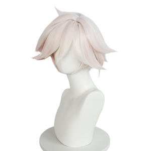 Nouvelle perruque de cosplay <span class=keywords><strong>Angel</strong></span> de Hazbin Hotel, cheveux courts blonds avec reflets roses et brun clair, dentelle synthétique, densité 150%, en stock - Product Image 4