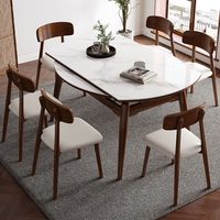 Table ronde extensible en pierre frittée de style nordique pour salle à manger, table pliante en ardoise massif pour petits appartements