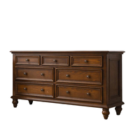 Commode de chambre à coucher de style accentué en bois, commode à tiroirs larges pour mobilier de chambre à coucher, usage domestique