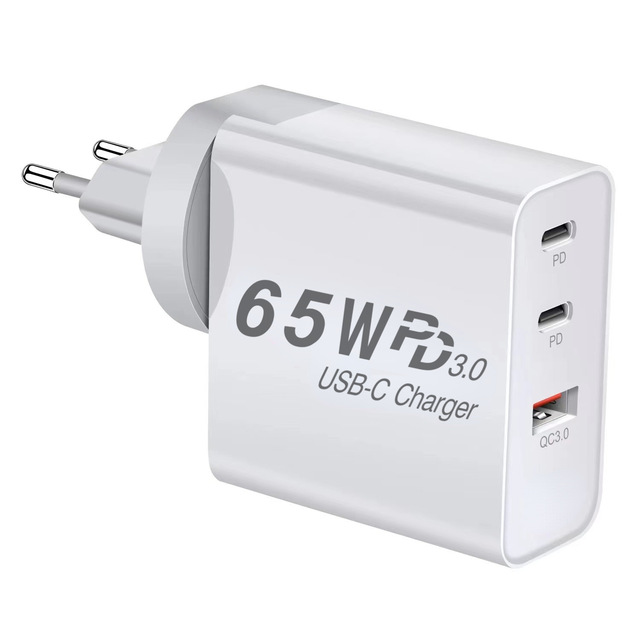 PD3.0 Type-C Ports+QC3.0 USB C Portable Chargers 65W GAN Charger Adapters Laptop Tablet Mobile Phone Chargers EU/US/UK/AU Plugs