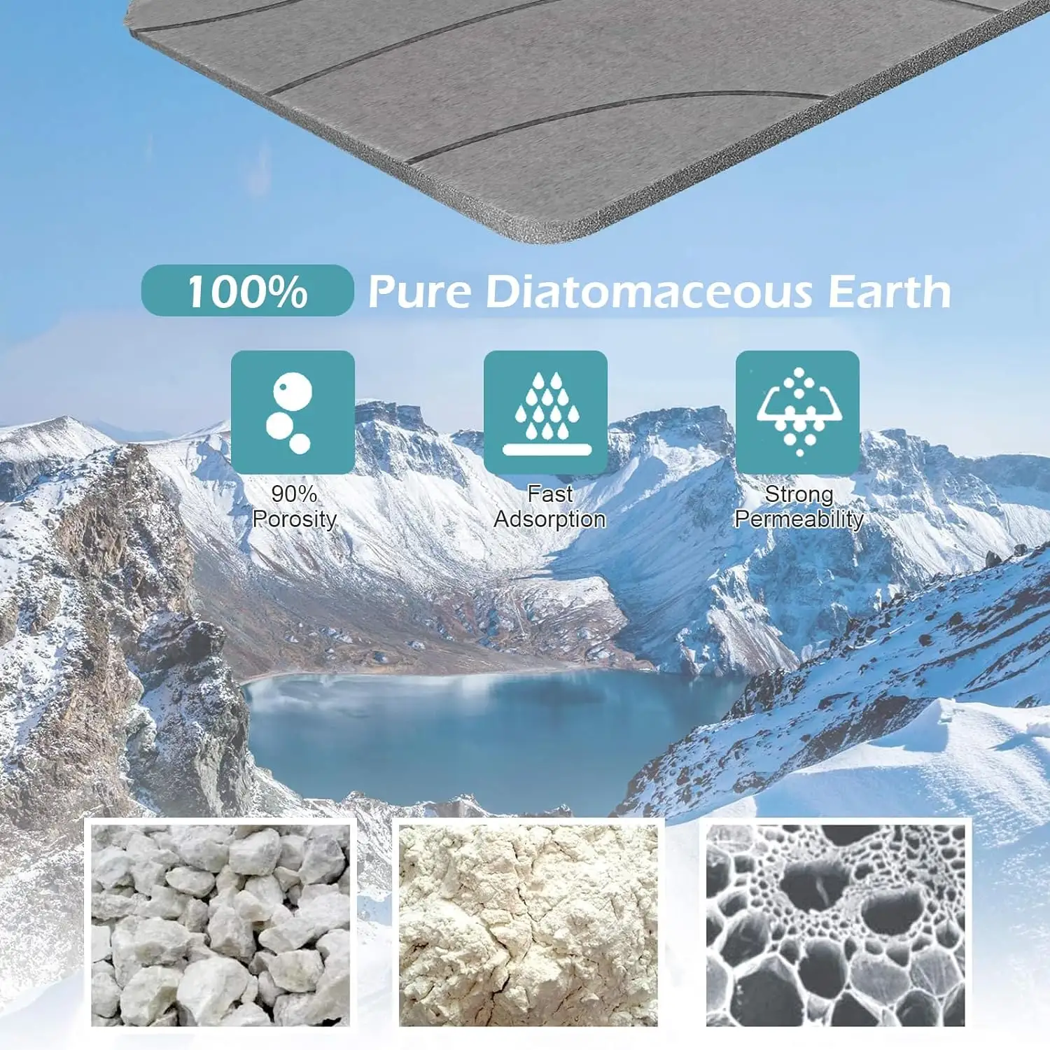 Skymoving Hot Selling Customized Classic Diatomaceous Earth Diatom Bath Mat Non-Slip Diatomite Bath Mat Natural Stone Bath Mat