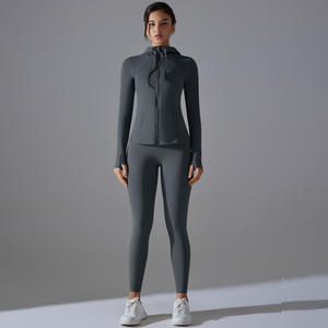 Nouvelle tenue de sport haute performance avec fermeture éclair, veste sans manches, protection solaire respirante, combinaison de yoga à capuche, grande taille - Product Image 6