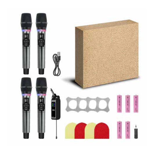 Wireless Microphone Type C Rechargeable 2.4GHz 90dB SNR Noise Reduction Volume Control LED Lights 40H 200FT Low Latency Karaoke