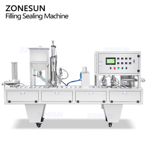 Máquina llenadora y selladora automática de líquidos y pastas ZONESUN ZS-AFS01P con bomba de pistón de 4 cabezales lineales para condimentos, salsas, mermeladas y vasos de plástico. - Product Image 6
