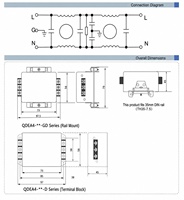 Filtre de puissance EMI monophasé QDEA4-3A-GD 3A à double étage, montage sur rail DIN, 115/250 VCA, suppression du bruit terminal pour variateur de fréquence (VFD)