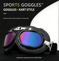 Lunettes de moto rétro style aviateur, lunettes de conduite coupe-vent de style vintage, verres irisés, sangle élastique, lunettes de cyclisme