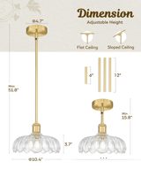 Luminaire suspendu en verre doré style campagne française, hauteur réglable, support de lampe E26, adapté pour la table de chevet et le coin lecture