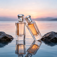 Botol Parfum Kaca Premium Artisan 50ml Persegi Transparan Matte Frost Decal Berkualitas Tinggi, Bagian Atas Lebar Bagian Bawah Sempit, Tebal Minimalis