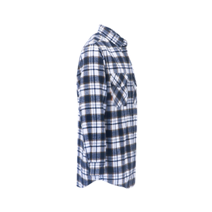 Camisa de franela a cuadros azul y blanca para hombre, manga larga, con botones, con bolsillo en el pecho, cálida y suave - Product Image 4